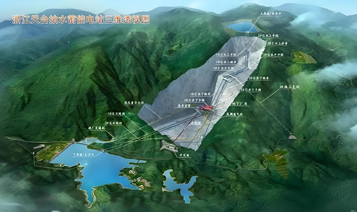 �㽭��̨��ˮ���ܵ�վ����װ������1700MW��ˮͷ724��������ߣ�